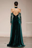Load image into Gallery viewer, Dark Green Halter Velvet Long Holiday Party Dress with Slit
