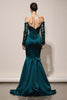 Load image into Gallery viewer, Peacock Green Mermaid Off the Shoulder Long Formal Dress with Lace