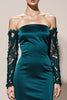Load image into Gallery viewer, Peacock Green Mermaid Off the Shoulder Long Formal Dress with Lace