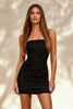 Load image into Gallery viewer, Black Bodycon Ruched Strapless Short Cocktail Dress