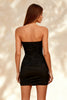 Load image into Gallery viewer, Black Bodycon Ruched Strapless Short Cocktail Dress