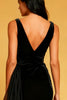 Load image into Gallery viewer, Black Velvet Cowl Neck Bodycon Short Cocktail Dress with Side Cape