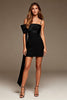 Load image into Gallery viewer, Black Spaghetti Straps Bodycon Short Cocktail Dress with Side Cape