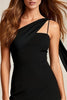 Load image into Gallery viewer, Black Chiffon Spaghetti Straps Tight Short Cocktail Dress with Cape