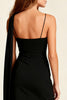 Load image into Gallery viewer, Black Chiffon Spaghetti Straps Tight Short Cocktail Dress with Cape