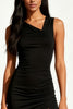 Load image into Gallery viewer, Simple Black Tight Asymmetrical Neck Short Cocktail Dress
