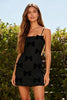 Load image into Gallery viewer, Black Chiffon Tight Spaghetti Straps Short Cocktail Dress with Bows