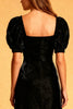 Load image into Gallery viewer, Black Sheath Velvet Square Neck Midi Cocktail Dress with Sleeves