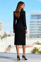 Load image into Gallery viewer, Black Peak Lapels Double Breasted Pencil Midi Blazer Dress