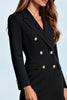 Load image into Gallery viewer, Black Double Breasted Pencil Midi Blazer Dress with Sleeves