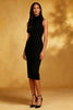 Load image into Gallery viewer, Black High Neck Bodycon Midi Cocktail Dress