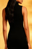 Load image into Gallery viewer, Black High Neck Bodycon Midi Cocktail Dress
