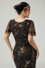 Load image into Gallery viewer, Sparkly Black Golden Bodycon Beaded Sequins Flapper Dress with Fringes