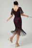 Load image into Gallery viewer, Sparkly Dark Green Sequins V-Neck Flapper Dress with Fringes