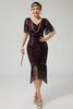 Load image into Gallery viewer, Sparkly Dark Green Sequins V-Neck Flapper Dress with Fringes