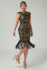 Load image into Gallery viewer, Floral Sparkly Red Golden Bodycon Sequins 1920s Flapper Dress with Fringes
