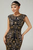 Load image into Gallery viewer, Floral Sparkly Red Golden Bodycon Sequins 1920s Flapper Dress with Fringes