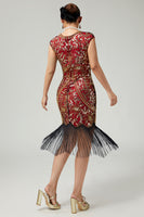 Load image into Gallery viewer, Sparkly Black Bodycon Fringed 1920s Flapper Dress with Beading