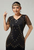 Load image into Gallery viewer, Sparkly Black Golden Fringed Bodycon 1920s Flapper Dress with Beading