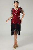 Load image into Gallery viewer, Sparkly Black Golden Fringed Bodycon 1920s Flapper Dress with Beading