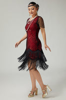Load image into Gallery viewer, Sparkly Black Golden Fringed Bodycon 1920s Flapper Dress with Beading