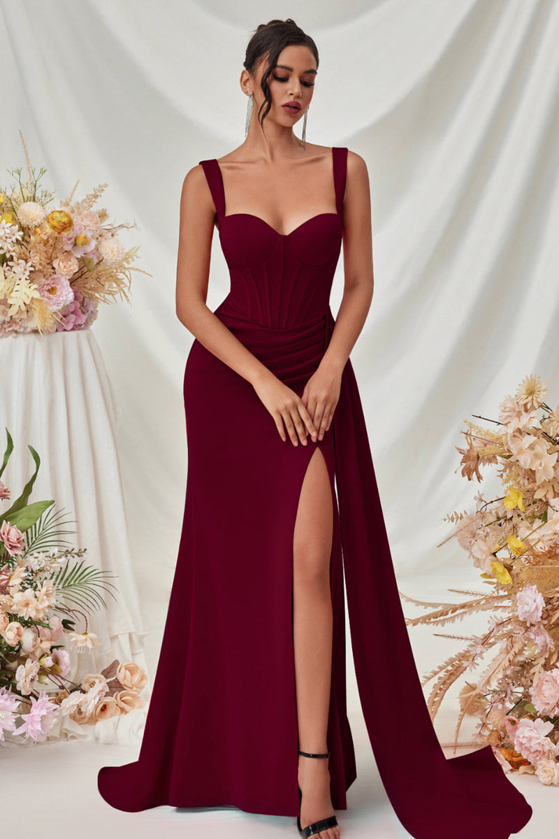 Load image into Gallery viewer, Simple Black Satin Thick Straps Mermaid Long Prom Dress with Side Cape