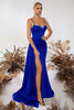 Load image into Gallery viewer, Sparkly Black Mermaid Satin Spaghetti Straps Long Prom Dress with Side Cape