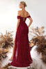 Load image into Gallery viewer, Sparkly Burgundy Off the Shoulder Sequin Long Corset Prom Dress with Slit