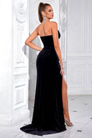 Load image into Gallery viewer, Sparkly Black Mermaid Beaded Long Corset Prom Dress with Slit