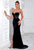 Load image into Gallery viewer, Sparkly Black Mermaid Beaded Long Corset Prom Dress with Slit