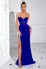 Load image into Gallery viewer, Sparkly Black Mermaid Beaded Long Corset Prom Dress with Slit