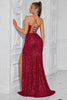 Load image into Gallery viewer, Sparkly Golden Spaghetti Straps Sequin Long Prom Dress with Slit