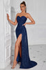 Load image into Gallery viewer, Sparkly Burgundy Sweetheart Sequin Ruched Long Prom Dress with Side Cape