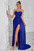 Load image into Gallery viewer, Sparkly Burgundy Sweetheart Sequin Ruched Long Prom Dress with Side Cape