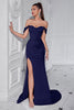 Load image into Gallery viewer, Blush Mermaid Satin Off the Shoulder Long Corset Prom Dress with Slit