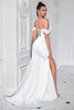 Load image into Gallery viewer, Blush Mermaid Satin Off the Shoulder Long Corset Prom Dress with Slit