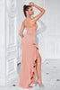 Load image into Gallery viewer, Black Mermaid Ruffled Satin One Shoulder Long Prom Dress with Slit