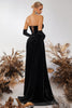 Load image into Gallery viewer, Black Velvet Sheath Ruched Strapless Long Corset Holiday Party Dress with Slit