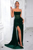 Load image into Gallery viewer, Black Velvet Sheath Ruched Strapless Long Corset Holiday Party Dress with Slit