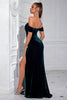 Load image into Gallery viewer, Dark Green Velvet Mermaid Off The Shoulder Long Corset Holiday Party Dress with Slit