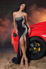 Load image into Gallery viewer, Black Mermaid Strapless Fringed Long Prom Dress with Slit