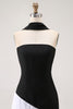 Load image into Gallery viewer, Black and White Sheath Neck Scarf Long Formal Dress with Slit