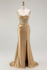 Load image into Gallery viewer, Sparkly Navy Mermaid Satin Long Corset Prom Dress with Beading