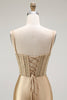 Load image into Gallery viewer, Sparkly Navy Mermaid Satin Long Corset Prom Dress with Beading