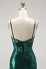 Load image into Gallery viewer, Dark Green Metallic Mermaid Long Corset Prom Dress with Slit