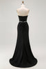 Load image into Gallery viewer, Sparkly Black Corset Strapless Mermaid Long Prom Dress