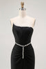 Load image into Gallery viewer, Sparkly Black Corset Strapless Mermaid Long Prom Dress