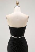 Load image into Gallery viewer, Sparkly Black Corset Strapless Mermaid Long Prom Dress