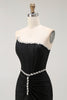 Load image into Gallery viewer, Sparkly Black Corset Strapless Mermaid Long Prom Dress