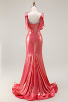 Load image into Gallery viewer, Sparkly Coral Metallic Mermaid Beaded Long Prom Dress with Slit